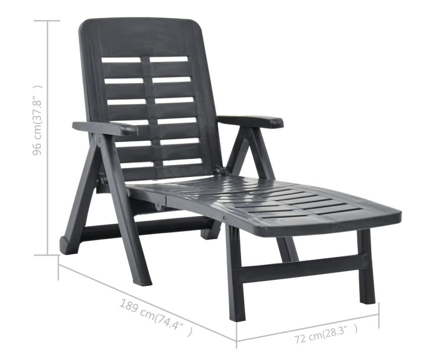 Progarden SMERALDO plastové polohovací lehátko antracit 4